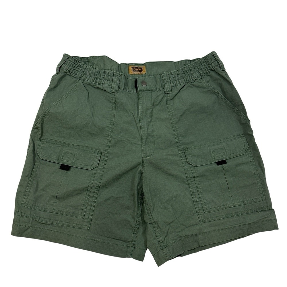 The Foundry Supply Co. Green Cargo Canvas Shorts Comfort Stretch Sz 44 Cotton